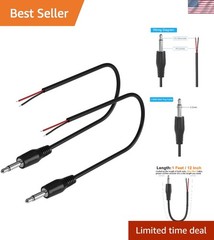 Versatile 2-Pack 1FT 3.5mm Male to Bare Wire AUX Audio Connector Cables