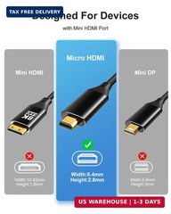 8K Micro HDMI to HDMI Adapter 1.5Ft, Micro HDMI Male to HDMI Female Cable with 8