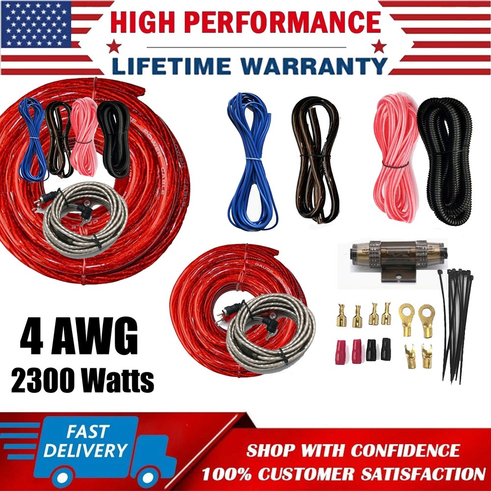 2300W Car Audio Cable Kit Amplifier Install Amp 4 Gauge RCA Subwoofer Sub Wiring