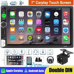 7″ Double 2Din Touch Screen Car Stereo Radio For Apple Carplay Android Auto+Cam