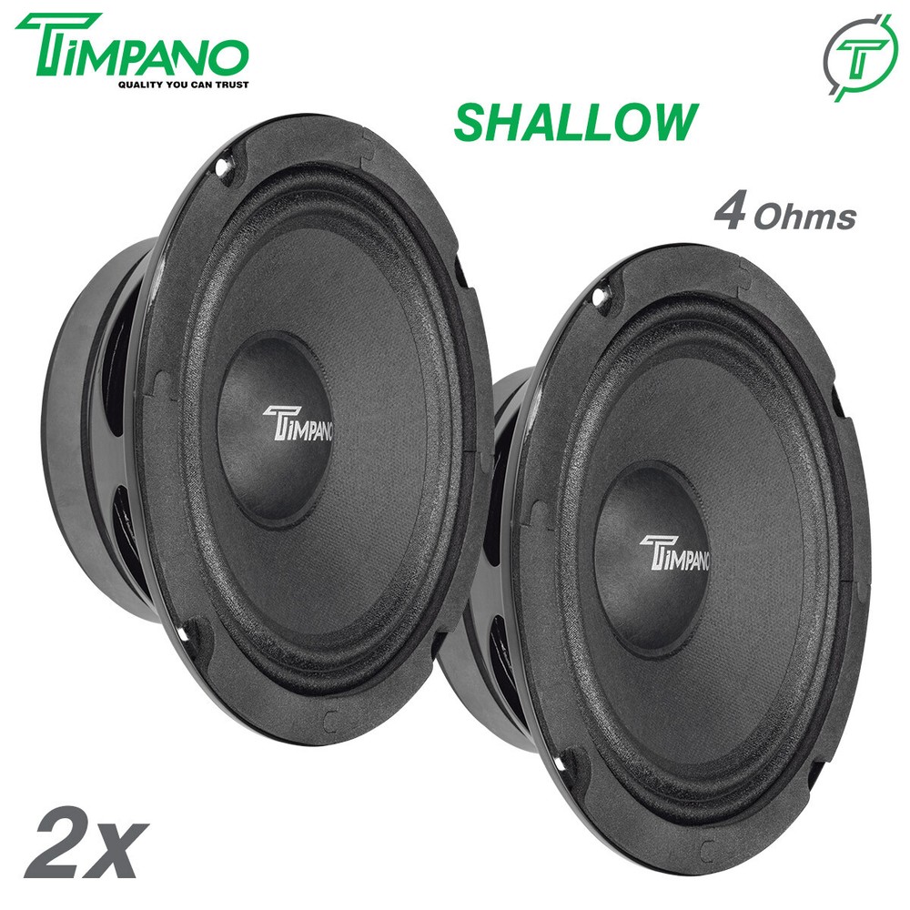 2x Timpano 6.5″ Shallow Midrange Speaker Pro Audio 500 Watts 4 Ohm TPT-MR6-4 PRO