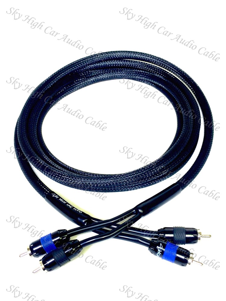 Sky High Car Audio 9 ft 2 Channel PREMIUM RCA Cable Nylon Copper Braided 3 M
