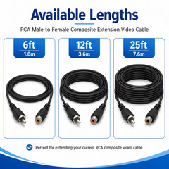 RCA Male to Female Composite Extension Video Cable – 6ft / 12ft / 25ft