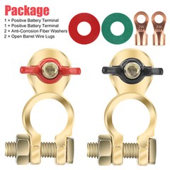 Brass Battery Terminal Positive & Negative Clamps Connectors For Marine Car Boat