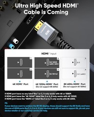 8K HDMI Cable Ultra High Speed 48Gbps Braided 1.7ft for PS5 Monitor PC