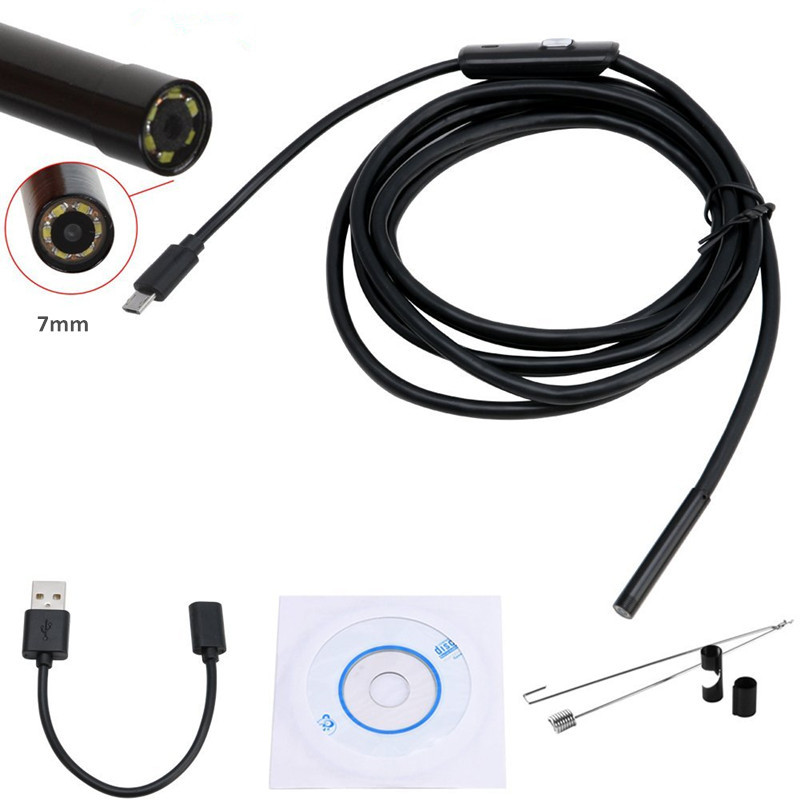 2M 7mm 6 LED Waterproof Borescope Endoscope Inspection Snake Scope Tube Camera