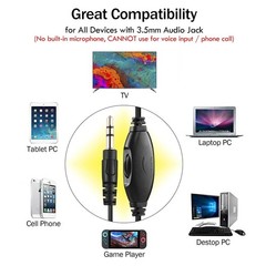 Extra Long 18ft Headphones for TV & PC, Volume Control, Wired Over Ear Stereo, 3
