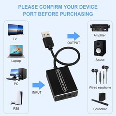 USB2.0 to Optical Toslink 3.5mm Audio Adapter Type-A C PS5 NS Laptop Soundbar