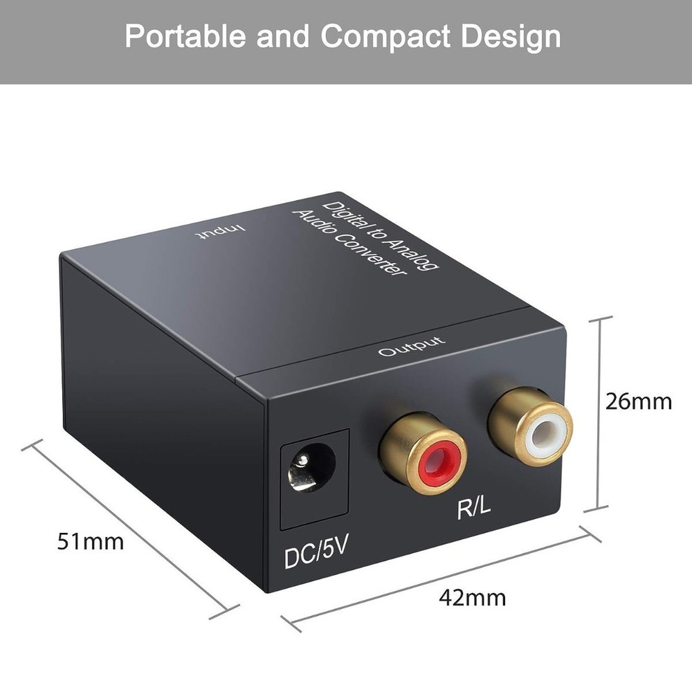 Digital To Analog Audio Converter Adapter (Black)