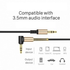 3.5mm Male to Male AUX Cable Cord L-Shaped Right Angle Car Audio Headphone Jack