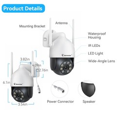 JENNOV Wireless Security Camera System Audio 10CH WIFI NVR 5MP CCTV Kit 1TB HDD
