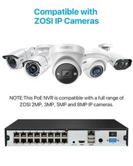 ZOSI 16CH 4K PoE NVR 8MP Video 4TB Hard Drive NVR for Add On IP Cameras System