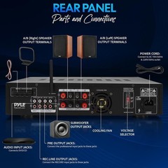 Pyle Hybrid Amplifier Receiver, 3000W / AUX,USB,RCA Inputs – Black P3301BAT