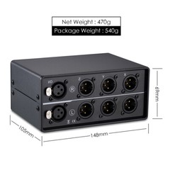3 Way Audio Mechanical Switcher XLR Balanced Passive Selector Splitter Box Black