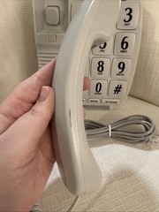 Large Number Big Button Telephone Handset White Home Phone with Speaker & Memory
