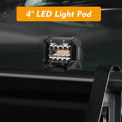 EverBrite 2PCS 4 Inch 60W Led Pods Off Road Light Pods White Amber Strobe 6 Mode