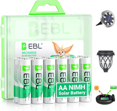 **12 Pack Solar AA Rechargeable Batteries 1300mAh NiMH 1.2V for Outdoor Solar Li