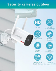 WiFi Security Cameras-DEKCO 1080p Pan Rotating 180° Wired 1 Count (Pack of 1)