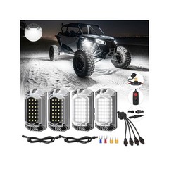 4Pods Full Angle All Pure White LED Rock Lights Full Kit Plug and Play & Pre …