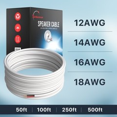 Indoor Audio Speaker Wire CL3 Rated Oxygen-Free Copper 14/2 16/2 18/2 16/4 LOT