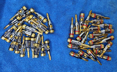 46-Pc Speaker Banana Plugs 24K Gold Plated Brass Color Coded R&B Open Screw Type