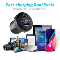 12V USB C Charger Port Fast Car Charger PD & QC Outlet Socket for Boat RV Marine
