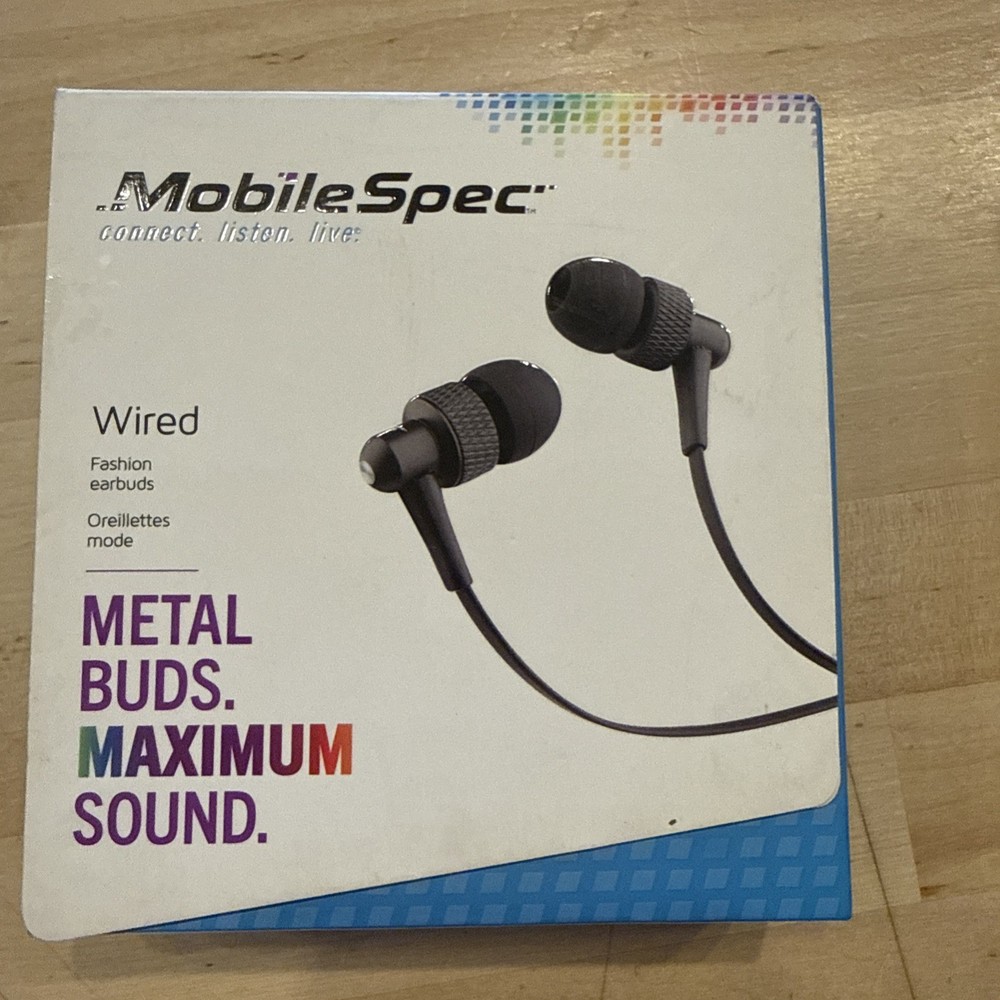 NEW MOBILESPEC STEREO Fashion Earbuds Wired MBS10301 In-Line Mic