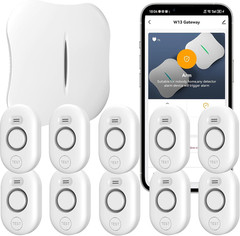 Wifi Water Leak Detector for Home with App Notification, 1 2.4Ghz Gateway + 6 WD