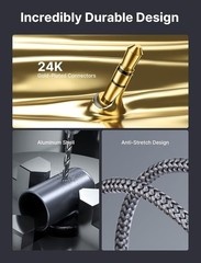 15ft/4.5M Aux to RCA Headphone Male to Male Jack Adapter Nylon Braided 1/8 to…