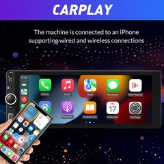 Single 1 Din Car Stereo Wireless CarPlay 6.8″ Touchscreen Bluetooth Radio FM USB