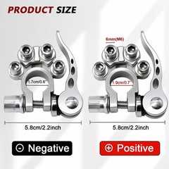 2PC PREMIUM 4 Way Car Battery Terminal Clamp Connectors Quick Release Disconnect