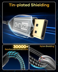 16K DisplayPort Cable 2.1 10FT, DP Cable Supports 8K@240Hz, 4K@540Hz 360Hz 240Hz