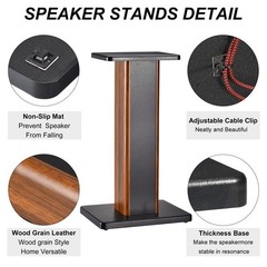 2 x Wood Speaker Stands 19.7 Inch (50cm) Speaker Stand Hollowed Stands