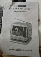 Vintage Living Solutions 5″ Black White Portable TV AM FM Radio NOS ATC-032