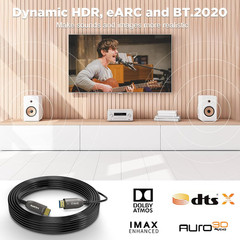 8K Fiber Optic HDMI Cable 100 FT, HDMI 2.1, 48Gbps, eARC, 8K@60Hz, 4K@120Hz, Com