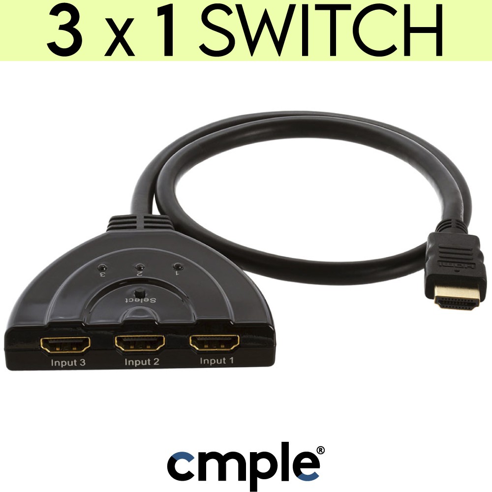 3×1 HDMI Pigtail Switcher HDMI Switch Cable Selector 1080p Full HD TV PC Monitor