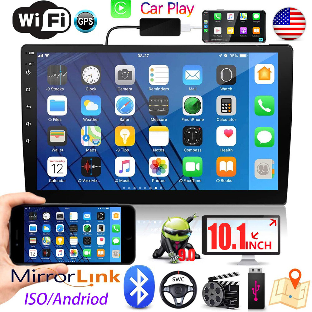 2Din Android 10.1″ Car Radio Apple/Andriod Car Play Touch Screen GPS WiFi Player