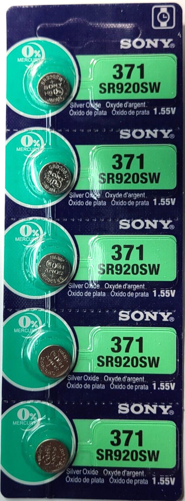 371 SONY 5PK 1.55V SILVER OXIDE (GREAT EXP 12/31) SR920SW SR69 FREE SHIPPING