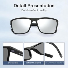 58mm lens width, 145mm temple length, 18mm nose bridge, Black Frame/Silver Lens