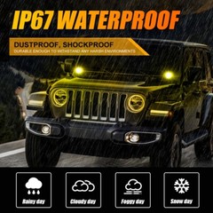AUXBEAM 4″ LED Pods Light Bar Amber Yellow Fog Lamp Offroad Driving Truck ATV