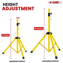 5 Core Speaker Stand Adjustable 31 to 36″ PA DJ Tripod Heavy Duty w 35mm Mount
