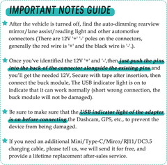Dashcam Power Adapter,(Universal) Compatible with All Models,Dual DC Buck Conver