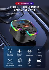 Wireless Hands-free Easy-to-use Durable ABS-made Car Bluetooth MP3 Ambient Light