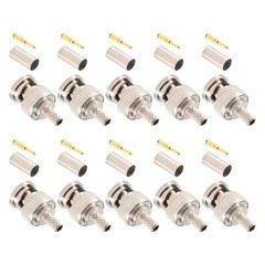 BNC 50 Ohm Crimp Connectors 10 Pack Male Plug Fit RG58 RG58A/U Cable Ferrule