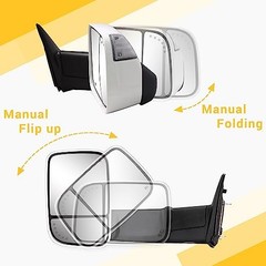 Towing Mirrors Painted Compatible with 2009-2018 Dodge Ram 1500, 2010 White