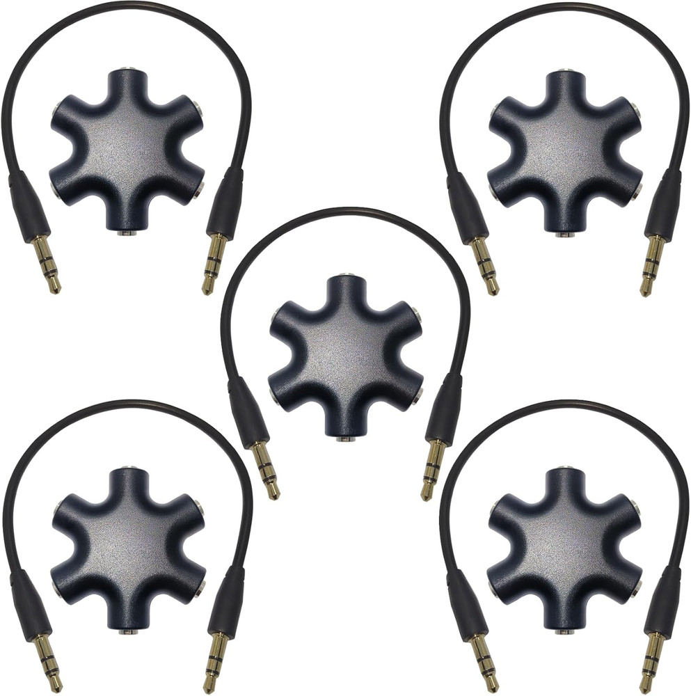 5-Jack Audio Headphone Jack Splitter 5 Way for 3.5Mm Devices Multi Earphone Aux