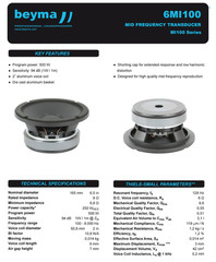 2X Beyma 6MI100 Pro Midrange 8 Ohm 500W 6.5 Professional Speaker Pair