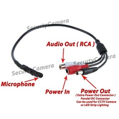 Mini High Sensitive Microphone Power Cable Kit Easy to Hide for Security System