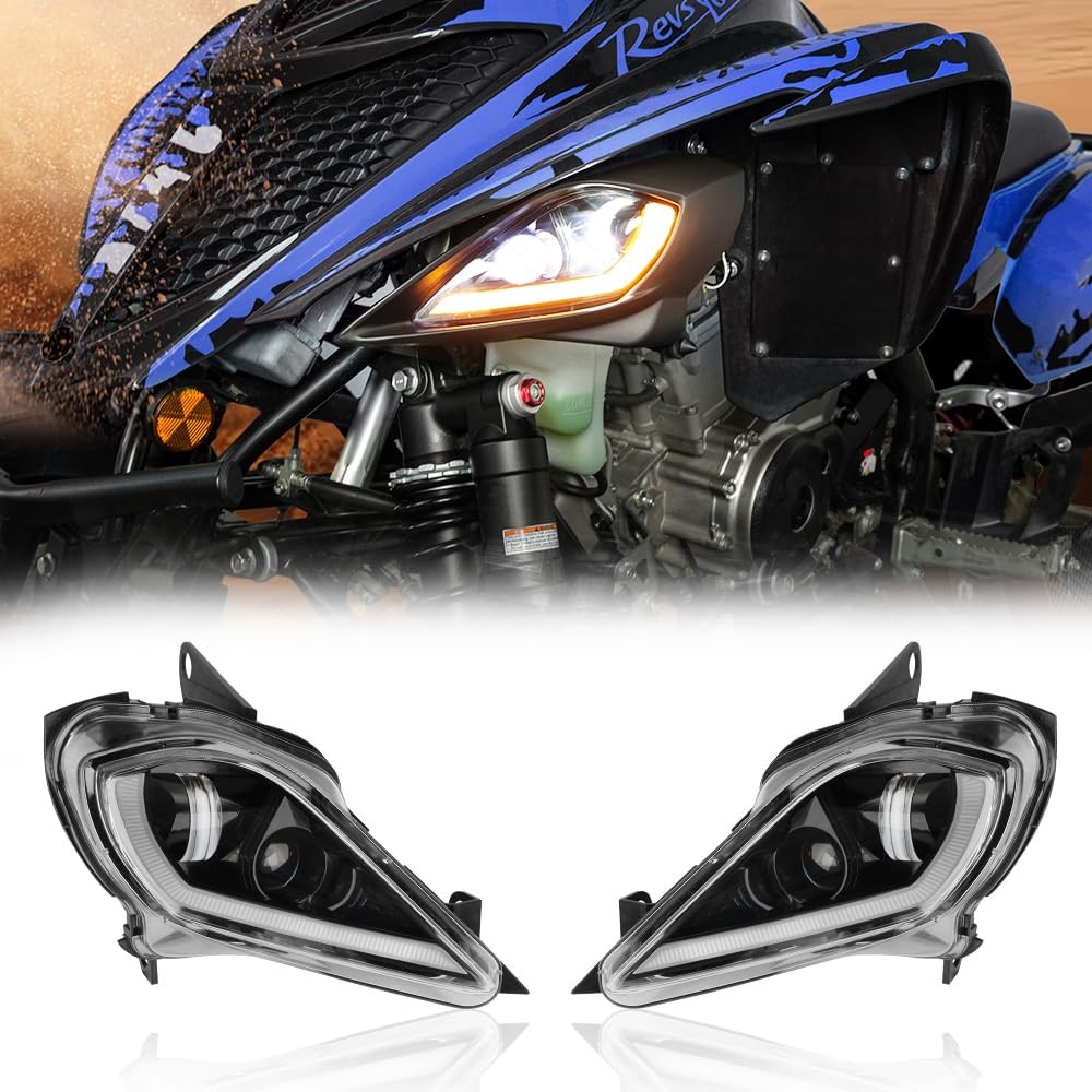 LED Headlights with Low Beam Turn Signal for Raptor 350 450 700 YFZ 450 Wolverin