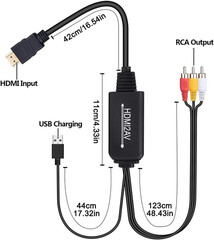 HDMI to RCA Cable, HDMI to RCA Converter Adapter Cable, 1080P HDMI to AV 3RCA